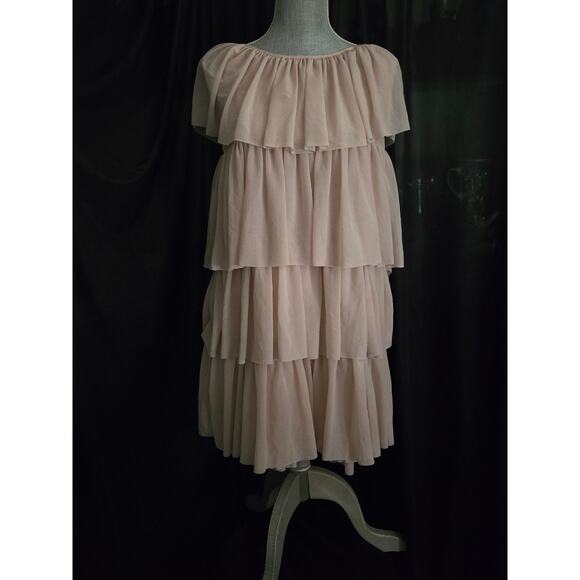 Twin Set by Simona Barbieri Flounced Ruffled Sleeveless Tulle Beige Dress Size L - Picture 1 of 10